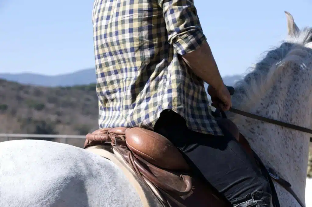 La espalda de un chico que puede montar a caballo con hernia discal